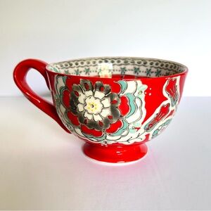 Anthropologie Elka Ayaka Red Pedestal mug with Twisted Red Handle